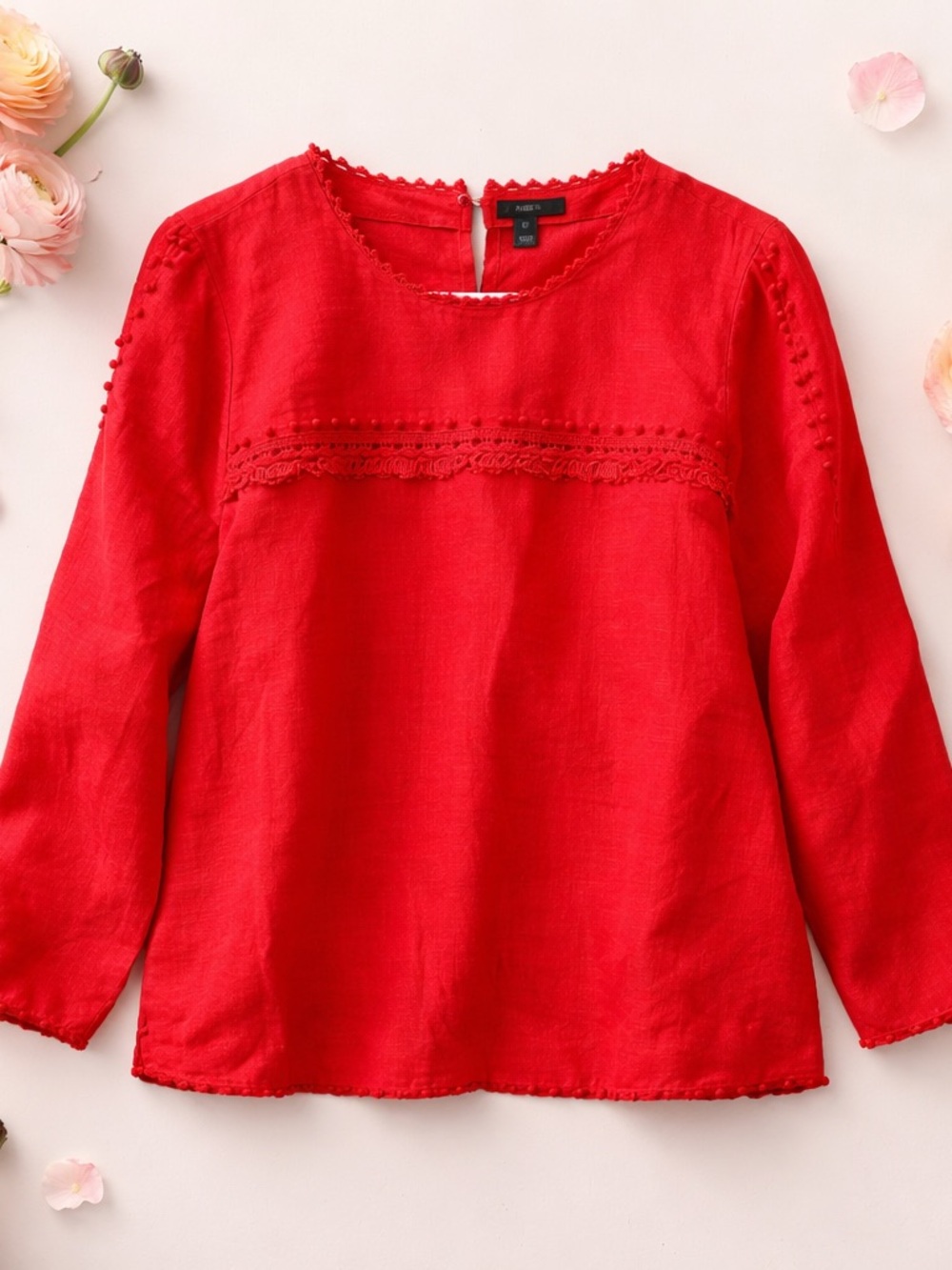 J. Crew Girls' Red Long-Sleeve Peasant Top